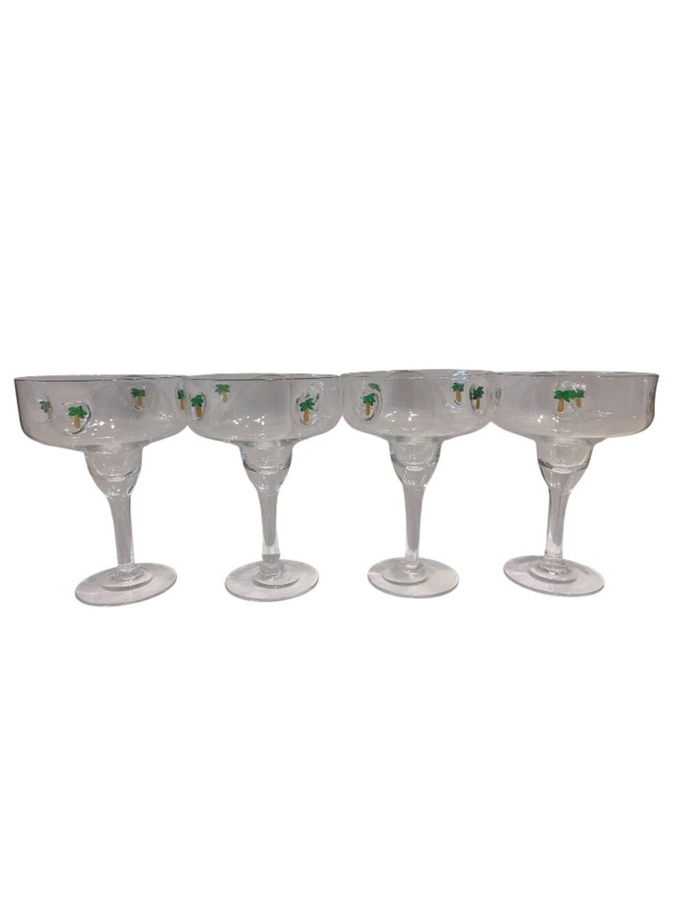 Madison Home Clear Glass Palm Tree Icon Margarita Beach Luau Glasses Set of 4